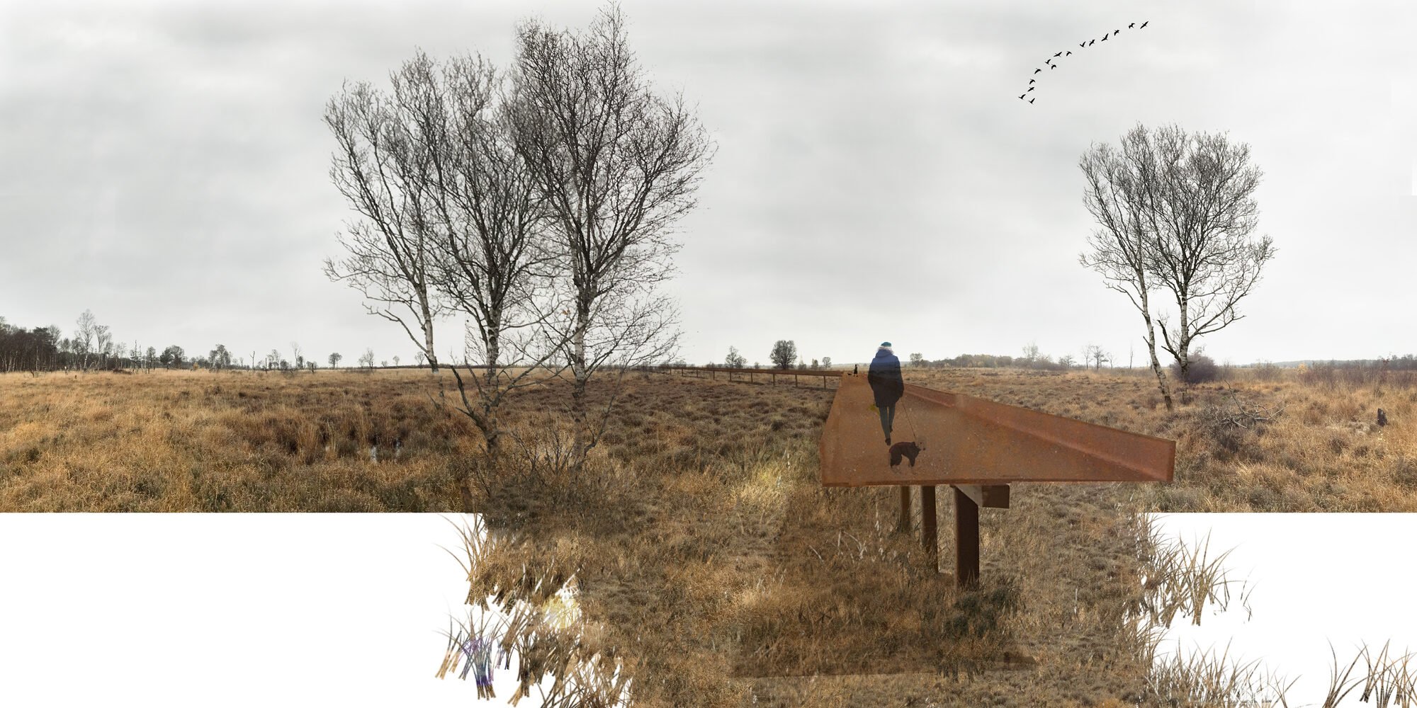 Damwand corten — wandelaar op de kering
